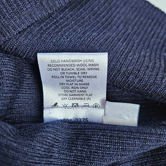 Rebecca Vallance Navy Merino Wool Silk Knit Sweater Size Small - Picture 7 of 10
